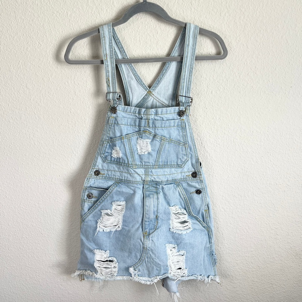 Carmar Denim Jumper Overall Dress Women's XS Light Wash Distressed Mini Cotton